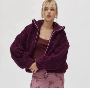 Plush Burgundy Fleece Zip Up